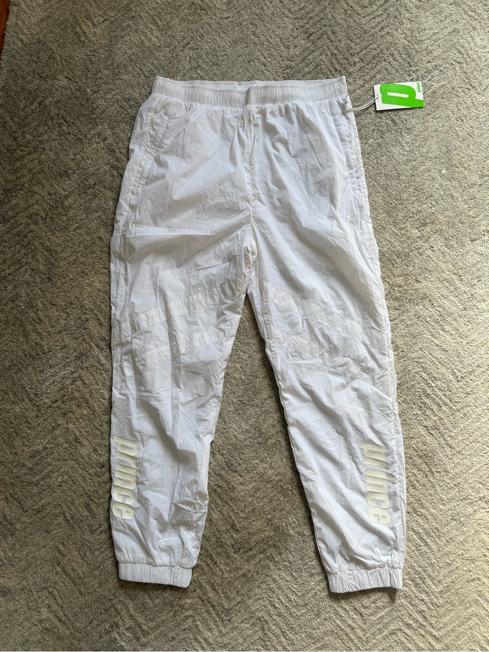 Prince White Menโs Jogger Sweatpants with Side Logo